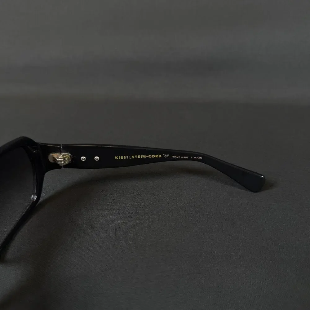 Kieselstein-Cord Butter Face 8K Black Acetate Blue Lens Sunglasses Japan RARE